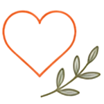 Icono de un corazón con rama de olivo estilo acuarela