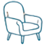 Icono de butaca en trazo azul