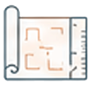 Symbol eines Wohnungsgrundrisses mit Lineal