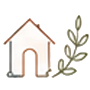 Symbol eines kleinen Hauses mit Olivenzweig