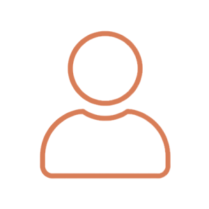 Symbol einer Personensilhouette in oranger Linie